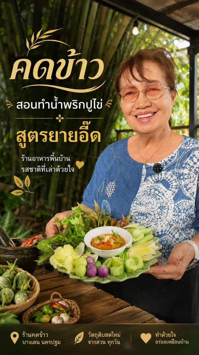 สอนทำน้ำพริกปูไข่คดข้าว ร้านคดข้าว จันทบุรี